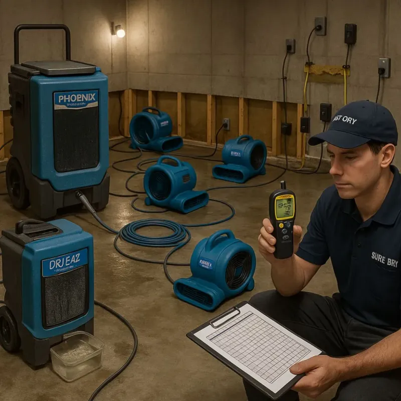 Structural Drying and Dehumidification process in New Sharon, IA
